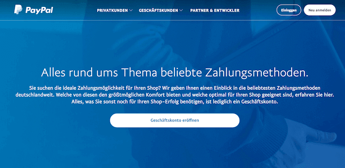 PayPal Startseite