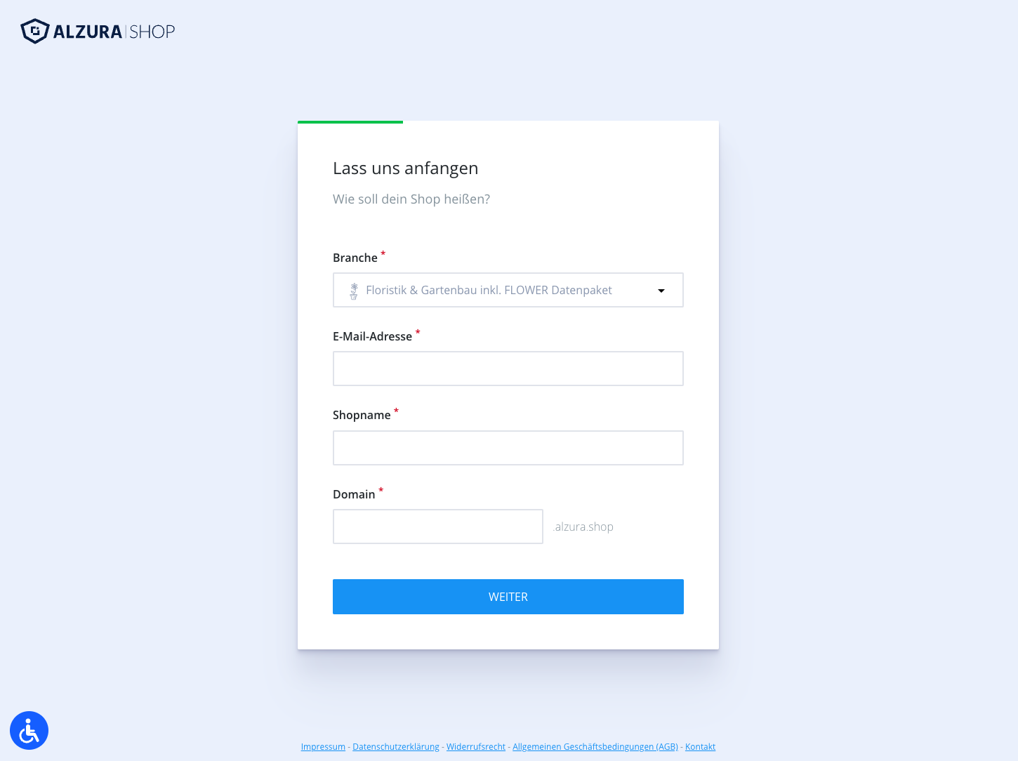 ALZURA Shop Anmeldung und Einrichtung